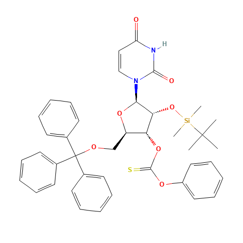 2'-O-(tert-Butyldimethylsilyl)-3'-O-(phenoxythioncarbonyl)-5'-O-trityluridine (CAS: 130860-11-6) - Chemical Structure and Molecular Formula 