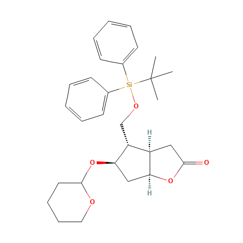 (3aR,4S,5R,6aS)-4-(tert-Butyldiphenylsilyloxy)methyl-5-tetrahydropyranyloxy-hexahydro-2H-cyclopenta[b]furan-2-one (CAS: 92596-29-7) - Related Chemical Product