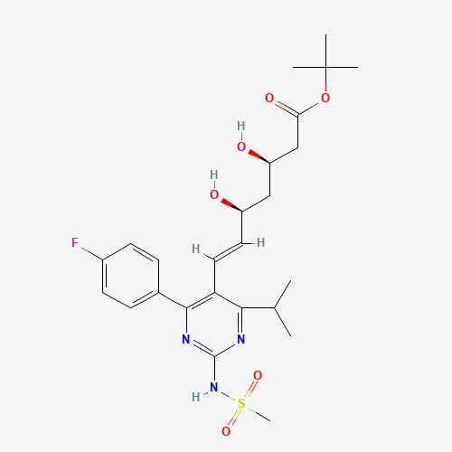 tert-Butyl-7-[4-(4-fluorophenyl)-6-isopropyl-2-mesylaminopyrimidin-5-yl]-(3R,5S)-dihydroxy-(E)-6-heptenoate (CAS: 1283766-30-2) - Chemical Structure and Molecular Formula 