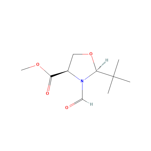 (2S,4R)-2-(tert-Butyl)-3-formyl-4-oxazolidinecarboxylic Acid Methyl Ester (CAS: 131233-89-1) - Chemical Structure and Molecular Formula 