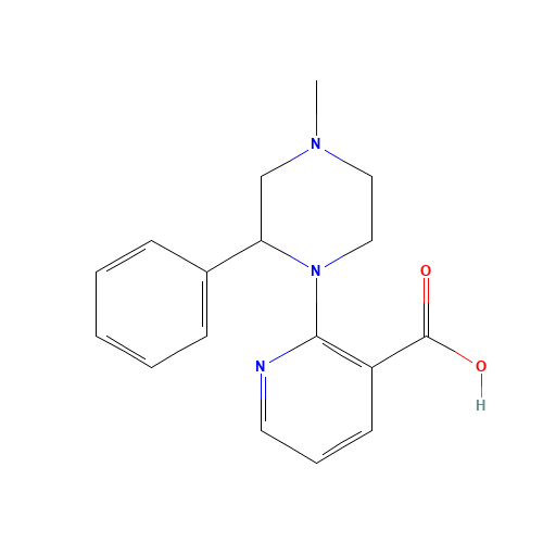 1-(3-Carboxy-2-pyridyl)-4-methyl-2-phenylpiperazine (CAS: 61338-13-4) - Chemical Structure and Molecular Formula 