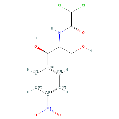 Chloramphenicol-13C6 (CAS: 1217706-02-9) - Chemical Structure and Molecular Formula 