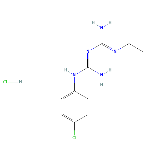 Chlorguanide Hydrochloride (CAS: 637-32-1) - Chemical Structure and Molecular Formula 