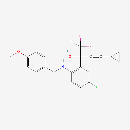 rac 5-Chloro-a-(cyclopropylethynyl)-2-[[(4-methoxyphenyl)methyl]amino]-a-(trifluoromethyl)benzenemethanol (CAS: 221177-56-6) - Chemical Structure and Molecular Formula 