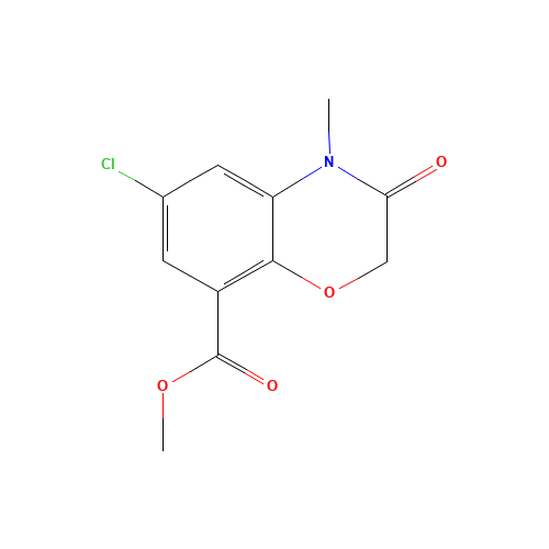 6-Chloro-3,4-dihydro-4-methyl-3-oxo-2H-1,4-benzoxazine-8-carboxylic Acid Methyl Ester (CAS: 141761-83-3) - Chemical Structure and Molecular Formula 
