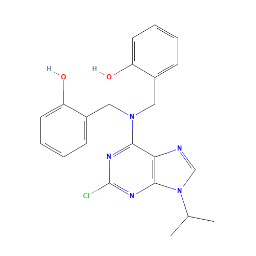 2-Chloro-6-[N,N-di(2-hydroxybenzyl)amino]-9-isopropylpurine (CAS: 1076199-83-1) - Chemical Structure and Molecular Formula 