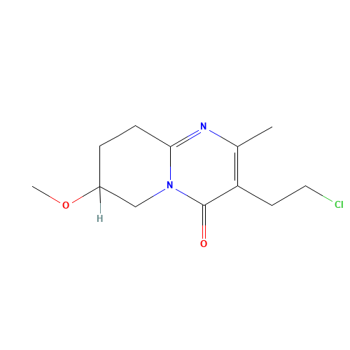 3-(2-Chloroethyl)-6,7,8,9-tetrahydro-7-methoxy-2-methyl-4H-pyrido[1,2-a]pyrimidin-4-one (CAS: 130049-80-8) - Chemical Structure and Molecular Formula 