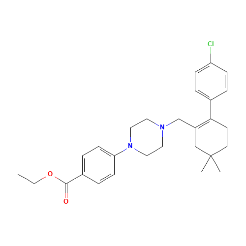 4-[4-[[2-(4-Chlorophenyl)-5,5-dimethyl-1-cyclohexen-1-yl]methyl]-1-piperazinyl]benzoic Acid Ethyl Ester (CAS: 1065604-70-7) - Chemical Structure and Molecular Formula 