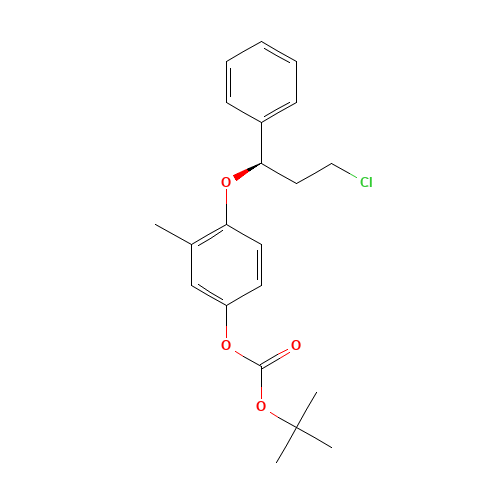 (R)-3-Chloro-1-phenyl-1-[2-methyl-4-[(tert-butoxycarbonyl)oxy]phenoxy]propane (CAS: 457634-25-2) - Chemical Structure and Molecular Formula 