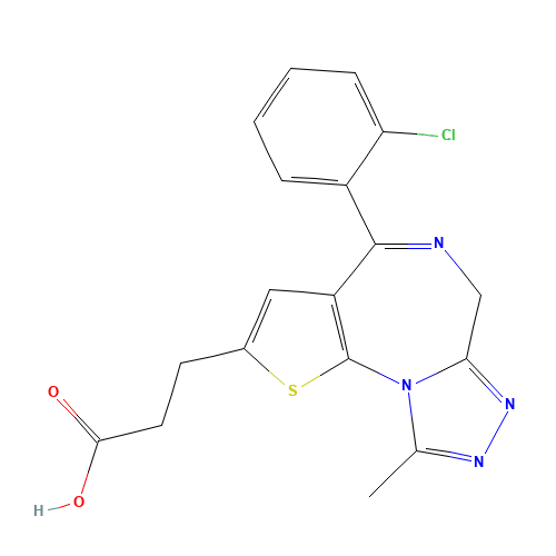 4-(2-Chlorophenyl)-9-methyl-6H-thieno[3,2-f][1,2,4]triazolo[4,3-a][1,4]diazepine-2-propanoic Acid (CAS: 100826-98-0) - Chemical Structure and Molecular Formula 