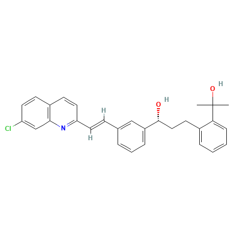 2-[3-(R)-[3-(2-(7-Chloro-2-quinolinyl)ethenyl)phenyl]-3-hydroxypropyl]phenyl-2-propanol (CAS: 150026-75-8) - Chemical Structure and Molecular Formula 