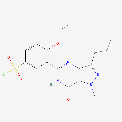 5-(5-Chlorosulfonyl-2-ethoxyphenyl)-1-methyl-3-propyl-1,6-dihydro-7H-pyrazolo[4,3-d]pyrimidin-7-one (CAS: 139756-22-2) - Chemical Structure and Molecular Formula 