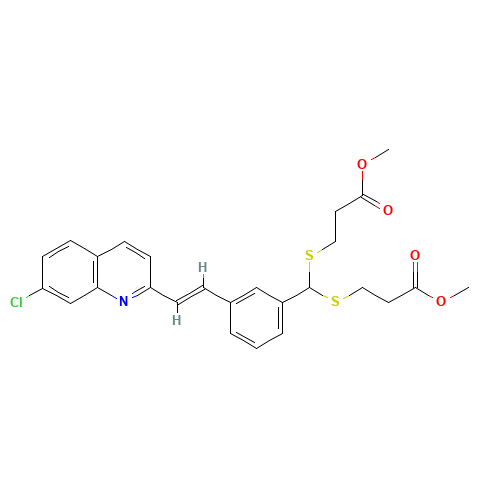 3,3'-[[[3-[(1E)-2-(7-Chloro-2-quinolinyl)ethenyl]phenyl]methylene]bis(thio)]bis-propanoic Acid 1,1'-Dimethyl Ester (CAS: 120385-96-8) - Chemical Structure and Molecular Formula 