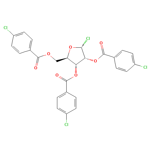 Chloro 2,3,5-Tri-O-p-chlorobenzoyl-a-D-ribofuranoside (CAS: 125598-74-5) - Chemical Structure and Molecular Formula 