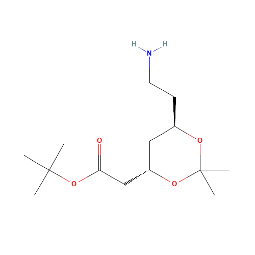 (4S,trans)-1,1-Dimethylethyl-6-aminoethyl-2,2-dimethyl-1,3-dioxane-4-acetate (CAS: 1105067-89-7) - Chemical Structure and Molecular Formula 