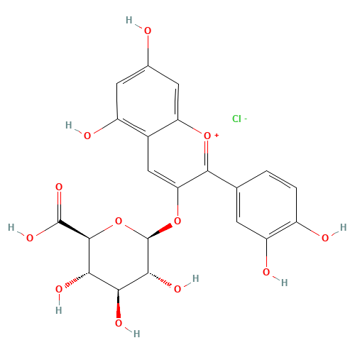 Cyanidin 3-O-b-D-Glucuronide (CAS: 683208-13-1) - Chemical Structure and Molecular Formula 