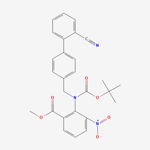 2-[[(2'-Cyano[1,1'-biphenyl]-4-yl)methyl][(1,1-dimethylethoxy)carbonyl]amino]-3-nitrobenzoic Acid Methyl Ester (CAS: 139481-38-2) - Chemical Structure and Molecular Formula 