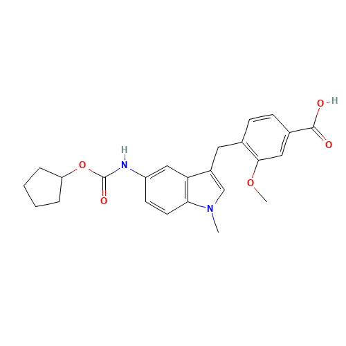 4-[[5-[[(Cyclopentyloxy)carbonyl]amino]-1-methyl-1H-indol-3-yl]methyl]-3-methoxybenzoic Acid (CAS: 107754-20-1) - Chemical Structure and Molecular Formula 