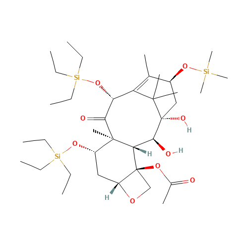 2-Debenzoyl-7,10-bis[O-(triethylsilyl)]-10-deacetyl-13-O-trimethylsilyl Baccatin III (CAS: 159383-94-5) - Chemical Structure and Molecular Formula 