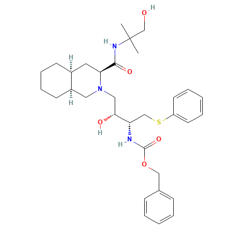 (3S,4aS,8aS)-Decahydro-N-(2-hydroxy-1,1-dimethylethyl)-2-[(2R,3R)-2-hydroxy-3-carbobenzyloxyamino-4-phenylthiobutyl]-3-isoquinolinecarboxamide (CAS: 213135-55-8) - Related Chemical Product
