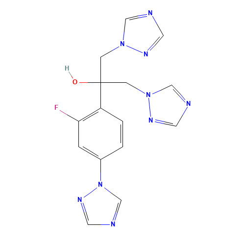 4-Defluoro-4-(1H-1,2,4-triazol-1-yl) Fluconazole (CAS: 871550-15-1) - Chemical Structure and Molecular Formula 