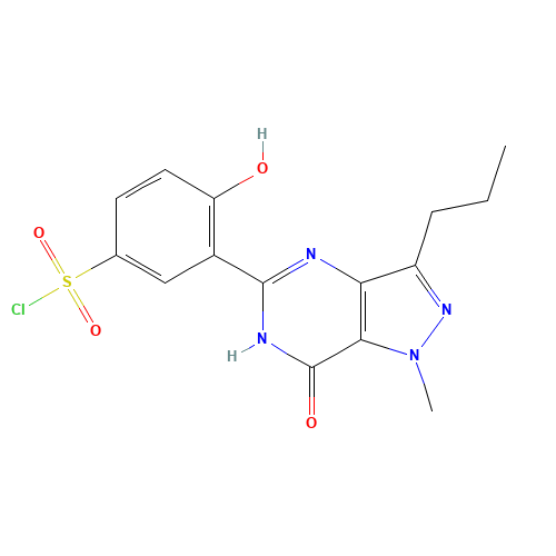 Demethylpiperazinyl Desethyl Sildenafil Sulfonyl Chloride (CAS: 139756-27-7) - Chemical Structure and Molecular Formula 
