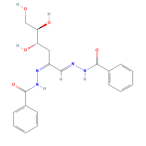 3-Deoxy-D-erythro-hexos-2-ulose-bis-benzoylhydrazone (CAS: 32443-70-2) - Chemical Structure and Molecular Formula 