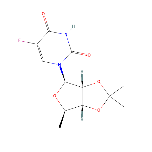 5'-Deoxy-2',3'-O-isopropylidene-5-fluorouridine (CAS: 66335-39-5) - Chemical Structure and Molecular Formula 