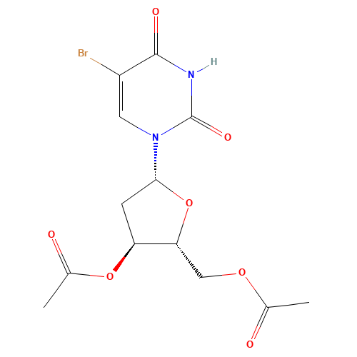 3',5'-Di-O-acetyl-5-bromo-2'-deoxyuridine (CAS: 6161-23-5) - Chemical Structure and Molecular Formula 