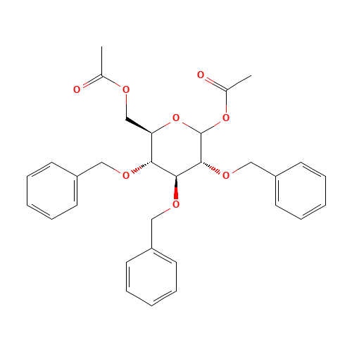 1,6-Di-O-acetyl-2,3,4-tri-O-benzyl-a,b-D-glucopyranose (CAS: 59433-13-5) - Chemical Structure and Molecular Formula 
