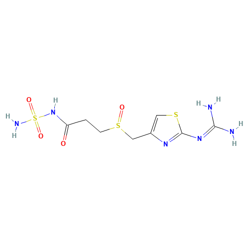 3-[2-(Diaminomethyleneamino)-1,3-thiazol-4-ylmethylsulphinyl]-N-sulphamoyl propanamide (Famotidine Metabolite) (CAS: 1020719-36-1) - Chemical Structure and Molecular Formula 