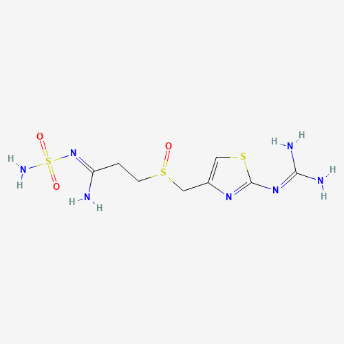 3-[2-(Diaminomethyleneamino)-1,3-thiazol-4-ylmethylsulphinyl]-N-sulphamoylpropanamidine (CAS: 90237-03-9) - Chemical Structure and Molecular Formula 