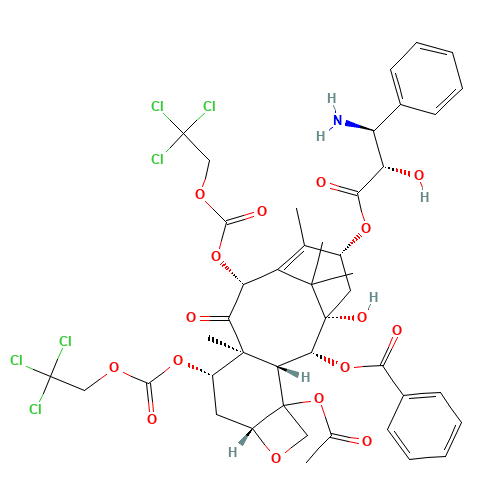 N-Des-t-boc-10-deacetyl-7,10-O-bis{[(2,2,2-trichloroethyl)oxy]carbonyl} Docetaxel (CAS: 114915-16-1) - Chemical Structure and Molecular Formula 