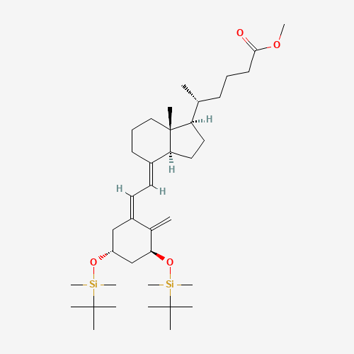 26,27-Didesmethyl-1,3-(tert-butyldimethylsilyl) (5Z)-Calcitriol 24-Carboxylic Acid Methyl Ester (CAS: 145372-43-6) - Chemical Structure and Molecular Formula 