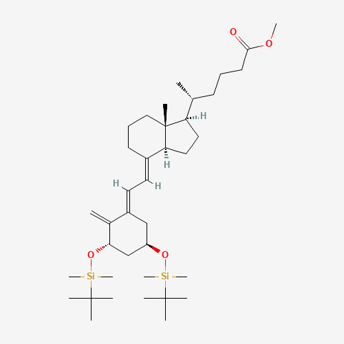26,27-Didesmethyl-1,3-(tert-butyldimethylsilyl) (5E)-Calcitriol 24-Carboxylic Acid Methyl Ester (CAS: 161885-78-5) - Chemical Structure and Molecular Formula 