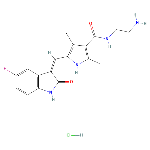 N,N-Didesethyl Sunitinib Hydrochloride (CAS: 1217216-61-9) - Chemical Structure and Molecular Formula 