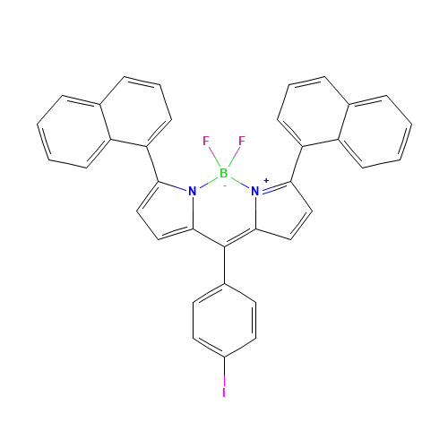 4,4-Difluoro-8-(4'-iodophenyl)-1,7-bis-(1'-napthyl)-4-bora-3a,4a-diaza-s-indacene (CAS: 216255-54-8) - Related Chemical Product