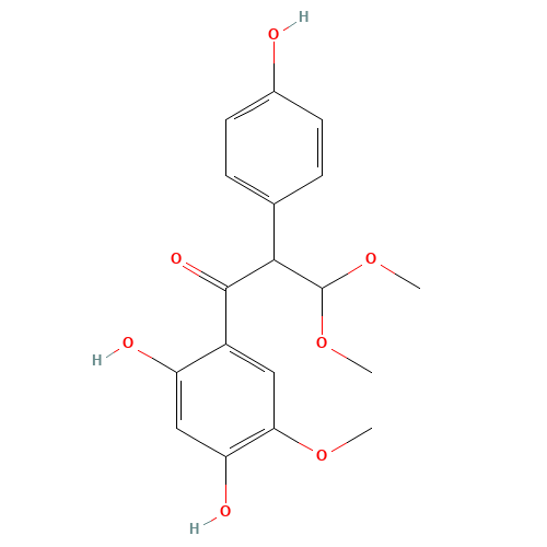 1-(2,4-Dihydroxy-5-methoxyphenyl)-2-(4-hydroxyphenyl)-3,3-dimethoxy-1-propanone (CAS: 58115-20-1) - Chemical Structure and Molecular Formula 