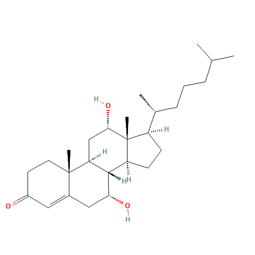 7a,12a-Dihydroxycholest-4-en-3-one (CAS: 1254-03-1) - Chemical Structure and Molecular Formula 