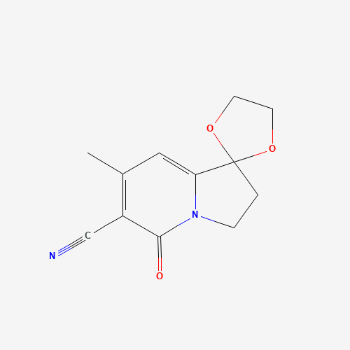 2',3'-Dihydro-7'-methyl-5'-oxo-spiro[1,3-dioxolane-2,1'(5'H)-indolizine]-6'-carbonitrile (CAS: 58610-64-3) - Chemical Structure and Molecular Formula 