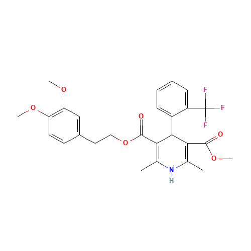 5-(3',4'-Dimethoxyphenylethyl)ethyl 3-Methyl-1,4-Dihydro-2,6-dimethyl-4-(2'-trifluoromethyl)phenyl-pyridine-3,5'-dicarboxylate (CAS: 887354-72-5) - Related Chemical Product