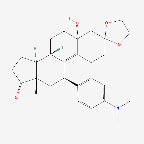 (5a,11b)-11-[4-(Dimethylamino)phenyl]-5-hydroxy-estr-9-ene-3,17-dione Cyclic 3-(1,2-Ethanediyl Acetal) (CAS: 91934-77-9) - Chemical Structure and Molecular Formula 