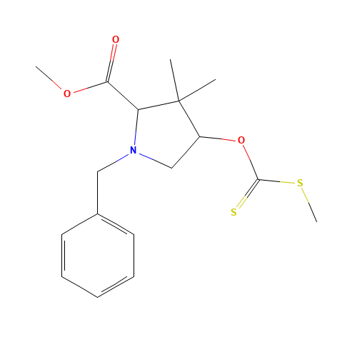 O-[(2S)-3,3-Dimethyl-N-benzyl-proline Methyl Ester] S-Methyl Xanthate (CAS: 1219237-13-4) - Chemical Structure and Molecular Formula 