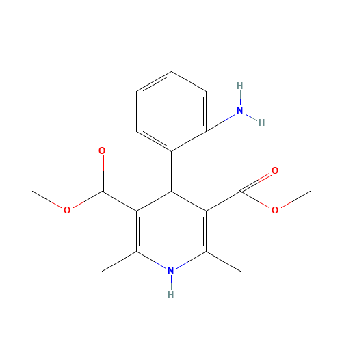 Dimethyl 1,4-Dihydro-2,6-dimethyl-4-(2'-aminophenyl)-pyridine-3,5-dicarboxylate (CAS: 21889-33-8) - Chemical Structure and Molecular Formula 
