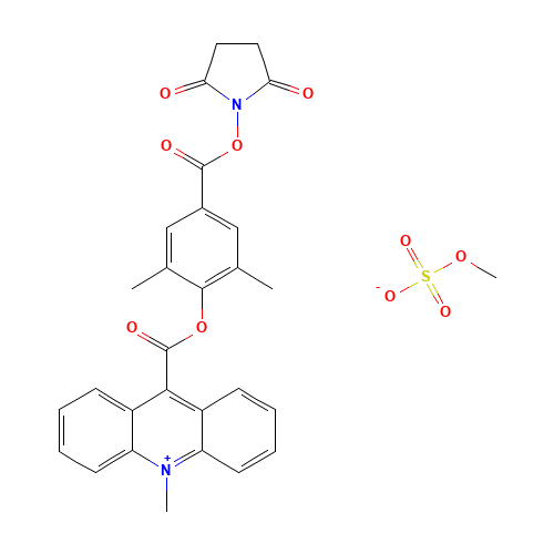 2',6'-Dimethylcarbonylphenyl 10-Methyl-9-acridinecarboxylate 4'-NHS Ester Methylsulfate (CAS: 115853-74-2) - Chemical Structure and Molecular Formula 