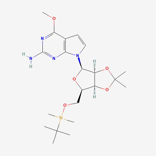 7-[5-O-[(1,1-Dimethylethyl)dimethylsilyl]-2,3-O-(1-methylethylidene)-b-D-ribofuranosyl]-4-methoxy-7H-pyrrolo[2,3-d]pyrimidin-2-amine (CAS: 131981-22-1) - Related Chemical Product