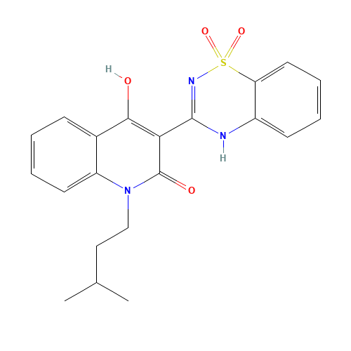 3-(1,1-Dioxo-1,4-dihydrobenzo[1,2,4]thiadiazin-3-yl)-4-hydroxy-1-(3-methylbutyl)-1H-quinolin-2-one (CAS: 303776-89-8) - Related Chemical Product