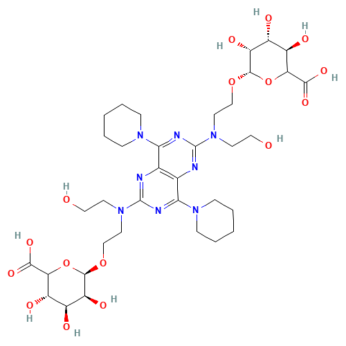 Dipyridamole Di-O-b-D-glucuronide (CAS: 107136-95-8) - Chemical Structure and Molecular Formula 