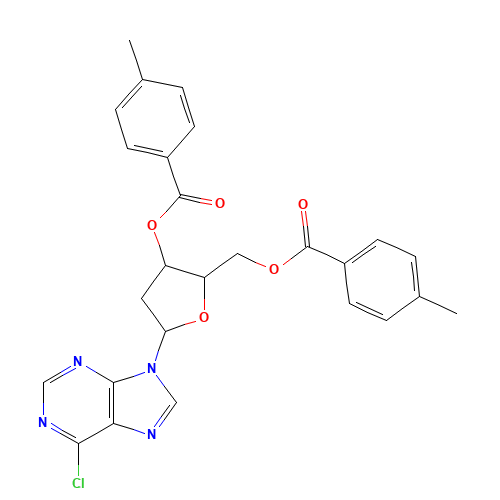 3,5-O-Ditoluoyl 6-Chloropurine-9-b-D-deoxyriboside (CAS: 91713-46-1) - Chemical Structure and Molecular Formula 