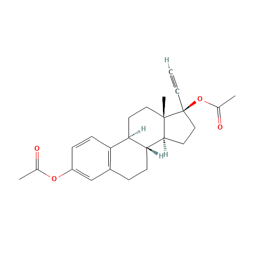 Ethynyl Estradiol Diacetate (CAS: 13258-68-9) - Chemical Structure and Molecular Formula 